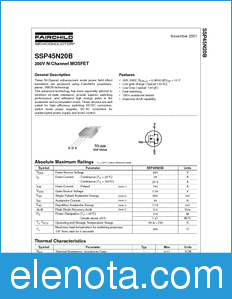 Fairchild SSP45N20B datasheet