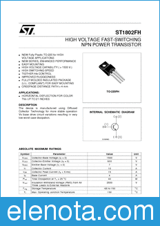 STMicroelectronics ST1802FH datasheet