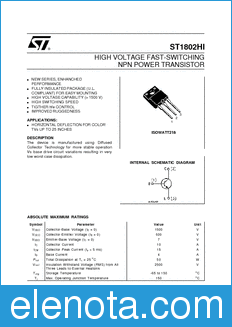 STMicroelectronics ST1802HI datasheet