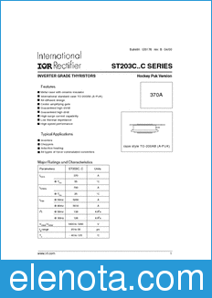 International Rectifier ST203C..C datasheet