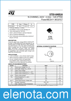 STMicroelectronics STB10NB20 datasheet