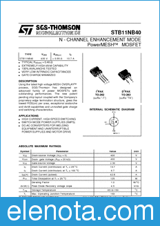 STMicroelectronics STB11NB40 datasheet