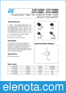 STMicroelectronics STB11NM80 datasheet