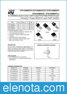 STMicroelectronics STB12NM50FD-1 datasheet