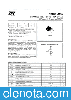 STMicroelectronics STB12NM50 datasheet