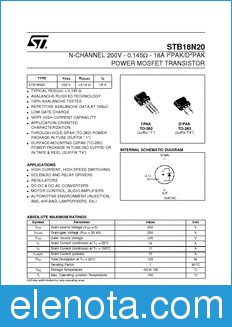 STMicroelectronics STB18N20 datasheet