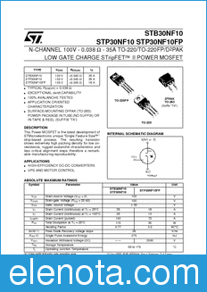 STMicroelectronics STB30NF10 datasheet