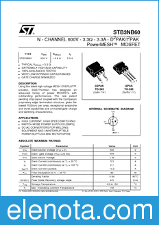 STMicroelectronics STB3NB60 datasheet