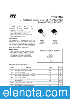 STMicroelectronics STB3NC60 datasheet
