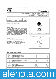 STMicroelectronics STB40NF03L datasheet