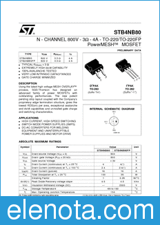 STMicroelectronics STB4NB80 datasheet