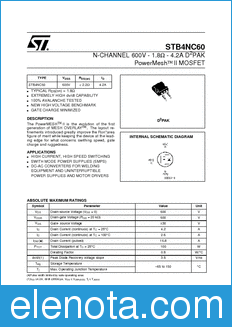 STMicroelectronics STB4NC60 datasheet