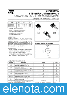 STMicroelectronics STB55NF06L-1 datasheet