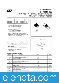 STMicroelectronics STB60NF06L datasheet