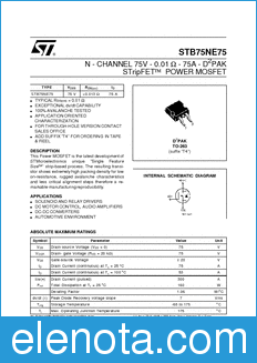 STMicroelectronics STB75NE75 datasheet