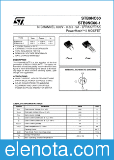 STMicroelectronics STB9NC60 datasheet