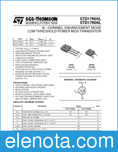 STMicroelectronics STD17N05L datasheet