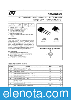 STMicroelectronics STD17NE03L datasheet