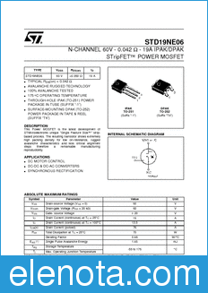 STMicroelectronics STD19NE06 datasheet