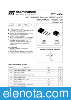 STMicroelectronics STD2NA50-1 datasheet
