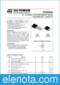 STMicroelectronics STD2NB60 datasheet