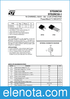 STMicroelectronics STD2NC50 datasheet