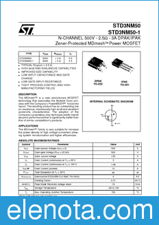 STMicroelectronics STD3NM50-1 datasheet