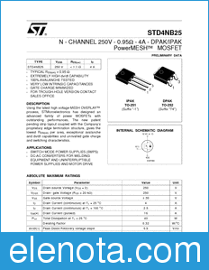 STMicroelectronics STD4NB25 datasheet