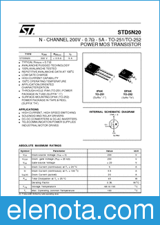 STMicroelectronics STD5N20 datasheet