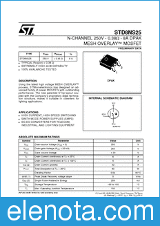 STMicroelectronics STD8NS25 datasheet