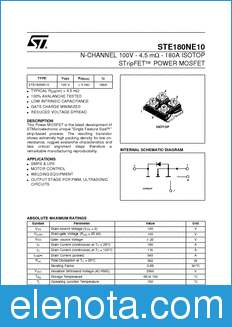 STMicroelectronics STE180NE10 datasheet