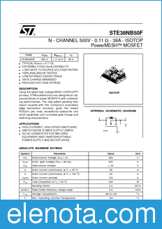 STMicroelectronics STE38NB50F datasheet