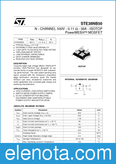 STMicroelectronics STE38NB50 datasheet