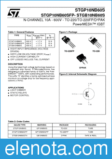 STMicroelectronics STGB10NB60S datasheet