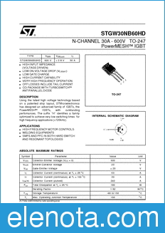 STMicroelectronics STGW30NB60HD datasheet