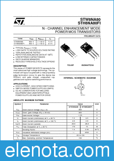 STMicroelectronics STH8NA80FI datasheet
