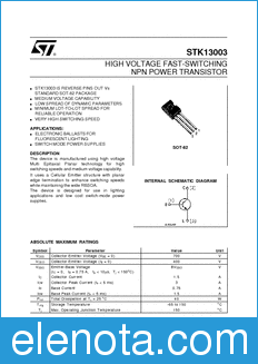 STMicroelectronics STK13003 datasheet