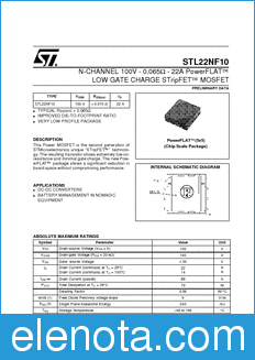STMicroelectronics STL22NF10 datasheet