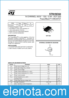 STMicroelectronics STN1NC60 datasheet