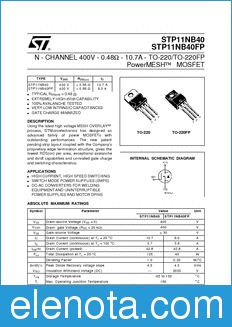 STMicroelectronics STP11NB40FP datasheet