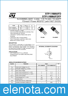 STMicroelectronics STP11NM60FD datasheet