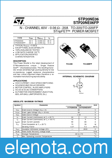 STMicroelectronics STP20NE06FP datasheet