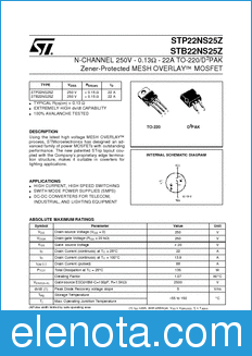 STMicroelectronics STP22NS25Z datasheet