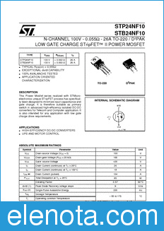 STMicroelectronics STP24NF10 datasheet