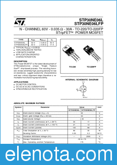 STMicroelectronics STP30NE06LFP datasheet