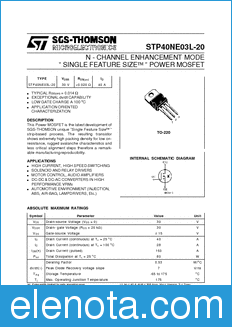 STMicroelectronics STP40NE03L-20 datasheet