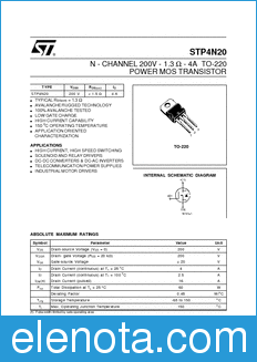 STMicroelectronics STP4N20 datasheet