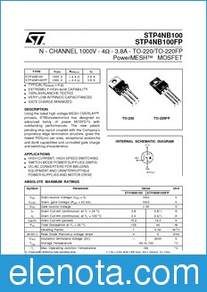 STMicroelectronics STP4NB100FP datasheet