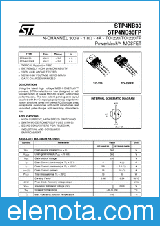 STMicroelectronics STP4NB30 datasheet