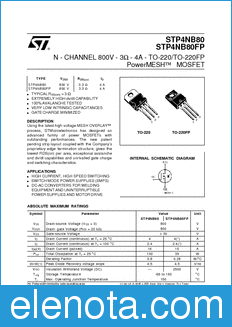 STMicroelectronics STP4NB80FP datasheet